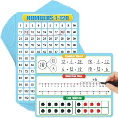 12 Pack Numbers 1-120 Chart Dry Erase Flash Card