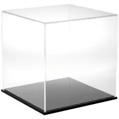 Plymor Clear Acrylic Display Case, 12" x 12" x 12" Black