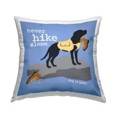 Never Hike Alone Dog Outdoor Printed Pillow Design by Dog Is Good, 18 x 7 x 18