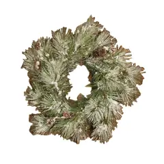 Flocked Pine Wreath With Pinecones 18"