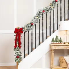 Northlight Flocked Madison Pine Artificial Christmas Garland - 9' x 10" - Unlit Green