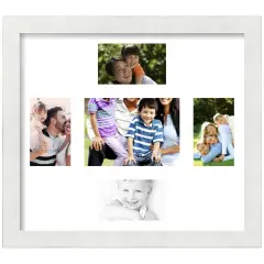ArtToFrames Collage Photo Picture Frame with 1 - 5x7 and 4 - 3x5 inch Openings, Framed in White with Over 62 Mat Color Options and Regular Glass (CSM-3966-331)