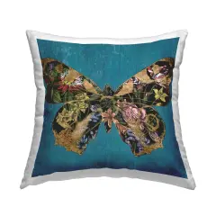Vivid Blue with Butterfly Decorative Printed Throw Pillow Design by Naomi McCavitt, 18 x 7 x 18