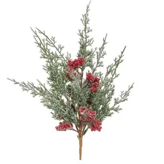19" Long Graceful Cedar Berry Bush with Silver Sparkle Coating