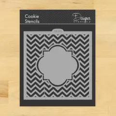 Chevron Monogram Plaque Cookie & Craft Stencil | CM108 by Designer Stencils | Cookie Decorating Tools | Baking Stencils for Royal Icing, Airbrush, Dusting Powder | Craft Stencils for Canvas, Paper, Wood | Reusable Food Grade Stencil