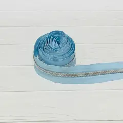 Sky Blue with Silver Teeth Zipper Tape