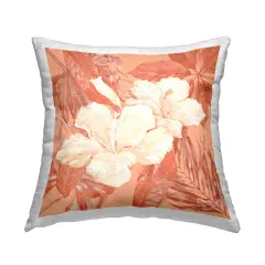Tropical Hibiscus Bunch Outdoor Printed Pillow Design by Paul Brent, 18 x 7 x 18