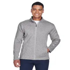 Devon & Jones&reg; Men's Bristol Full-Zip Turtle Neck Long Sleeve Sweater Fleece Jacket GREY HEATHER