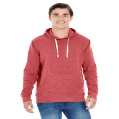 J America&reg; Triblend Pullover Long Sleeve Fleece Hooded Sweatshirt RED TRIBLEND