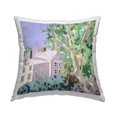 Building View Through Trees Outdoor Printed Pillow Design by Melissa Wang, 18 x 7 x 18