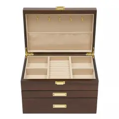 28 Slots Men Watch Box Wooden Display Case Organizer Jewelry 3 Tier Storage Tray