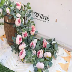 Artificial Eucalyptus Peony Flower Garland Pink Peony Flower Garland Wedding Arch Decor Party Table Decoration