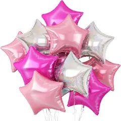 8Inch Hot Pink Silver Laser Helium Balloon( Pink Silver Laser)