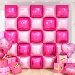 Hot Pink Square Foil Balloon Wall(pink)