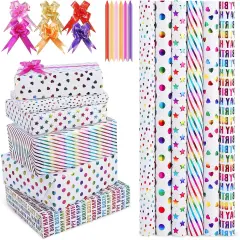 Birthday Wrapping Paper Roll - Iridescent Gift Wrapping Paper 6 Rolls - 17 inch x 120 inch