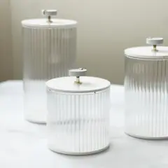 Corrugated Lucite Cookie Jar with Leatherette Handle