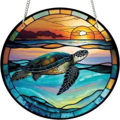 Summer Marine Turtle Acrylic Window Wall Hangings Ocean Stained Acrylic Decor Sea Turtle Stained Draw Wall Decor for Indoor Outdoor Home Decor (Marine Turtle)