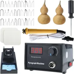 Wood Burning Kit, Wood Burning Tool, Temperature Adjustable Pyrography Machine, Upgraded 60W Digital Wood Burner Tool with 30PCS Wire Tips for Adults and Beginners