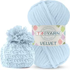 Velvet Yarn for Crocheting - Chenille, Amigurumi, Fluffy, Plush, Baby Blanket Yarn, Size 6, 100g (132 Yards)