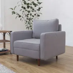 Merrick Lane Garibaldi Mid-Century Modern Armchair with Tufted Upholstery & Solid Wood Legs Slate Gray