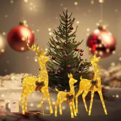 Champagne Cotton Thread Set of Three Deer 60", 48" & 32" Holiday Decor