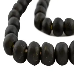 The Bead Chest African Recycled Glass Beads &ndash; Handmade in Ghana &ndash; Olive Green 18mm Strand for Jewelry Making, Crafts, and Home Decor I Approximately 38 Beads