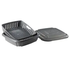 Hutzler 3-in-1 Bitty Box Berry Keeper, Berry Colander & Saver Container, 9oz / 1 Cup Capacity Gray