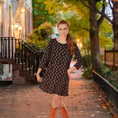 Northlight Women's Jack-O-Lantern Pumpkin Halloween Dress - Large Black