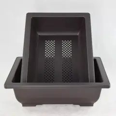 2 Rectangular Plastic Bonsai / Cactus & Succulent Pot 10"x 7.5"x 3" Dark Brown
