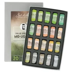 Richeson Soft Handrolled Pastels - Mid Lights 2, Set of 20