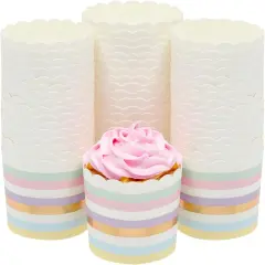 50-Pack Pastel Cupcake Liners (2.2 In) - Large Paper Baking Cups for Birthdays, Bake Sales, Bridal Showers, Home Baking - Cupcake Wrappers