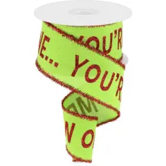 2.5" Your A Mean One Royal Tinsel Ribbon: Lime Green (10 Yards)