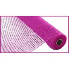 10" Poly Deco Mesh Ribbon: Wide Foil Metallic Hot Pink