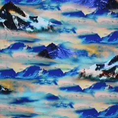 Cloudy Mountain Range Printed Spandex Fabric