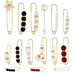 15 Pieces Sweater Clips for Cardigans Heavy Duty Safety Pins Fancy Safety Pins Faux Pearl Brooch Pin Dress Clip Hat Shawl Clips Decorative Pins for Cardigans Women Girls Dressing Cloth Accessories