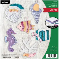 Bucilla Felt Ornaments Applique Kit Set Of 6-Santa's Sea Life