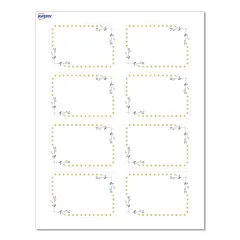 Avery&reg; Printable Rectangle Adhesive Name Tags, Green Florals with Gold Dots Design, 2-1/3" x 3-3/8", Matte White Removable Name Tags, Laser/Inkjet, 80 Total, Great for Name Badges