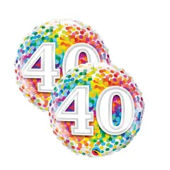 40 Rainbow Confetti 18" Foil Mylar Balloon