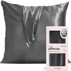 Satin Pillowcase with Zipper for Hair & Skin, Softer Than Silk Pillow Cases Queen, Wrinkle-Free, Smooth and Cooling Satin Pillow Covers, Standard Size 19"x26" - Charcoal