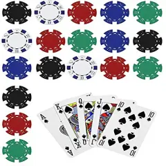 Poker Edible Cake Topper Royal Flush Cake Topper Casino Chips, Blue, 1/4 sheet size