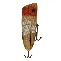 Rustic Wooden Fishing Lure Wall Hook 14in Coastal Nautical Decor Organizer
