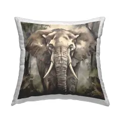 Grey Elephant Portrait Outdoor Printed Pillow Design by Noah Bay, 18 x 7 x 18
