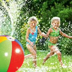 Swim Central Inflatable 6-Panel Splash and Spray Sprinkler Ball - 35" Multi
