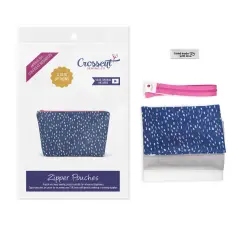 Crosscut Sewing Co.&reg; Zipper Pouch Sewing Project Kit for Beginners with Fabric, Instructions and Video Navy rain