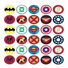 30 x Superhero Themed Edible Cupcake Toppers | Uncut on Wafer Sheet- Qty 30-1.5&rdquo; each