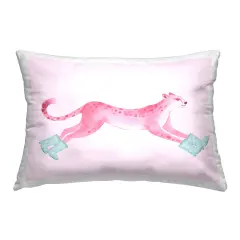 Running Leopard in Boots Decorative Printed Throw Pillow Design by Daphne Polselli, 14 x 7 x 20