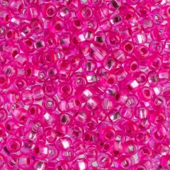 John Bead 6/0 Silver Lined Czech Glass Seed Beads, 100g Dyed Fuchsia