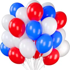 100 Pieces Patriotic Latex Party Balloons 12 Inches - Red Blue White