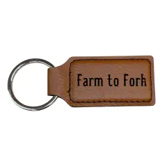 Keychain - Rectangle - Farm to Fork - Leather Black/Silver