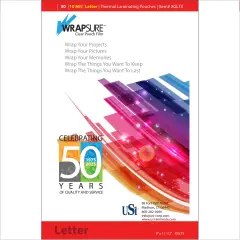 USI WrapSure 10 Mil Thermal Laminating Pouches, 50-Pack, 9" x 11.5" Letter Size, Clear Gloss, Rounded Corners